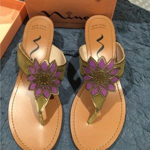 NEW. Mia purple and green floral shoes. Never worn. Size 10.